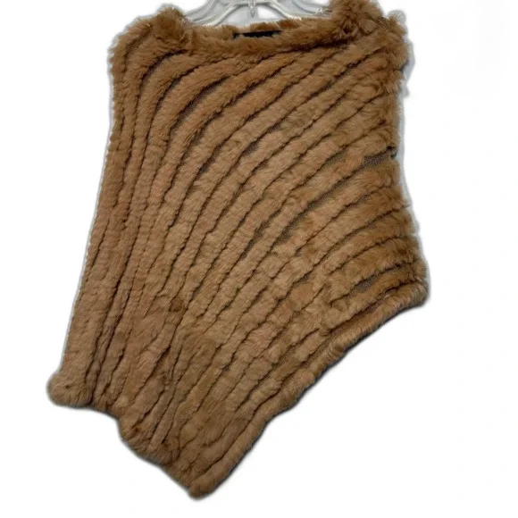 La Fiorentina Camel Genuine Fur Asymmetrical Poncho One Size NWOT